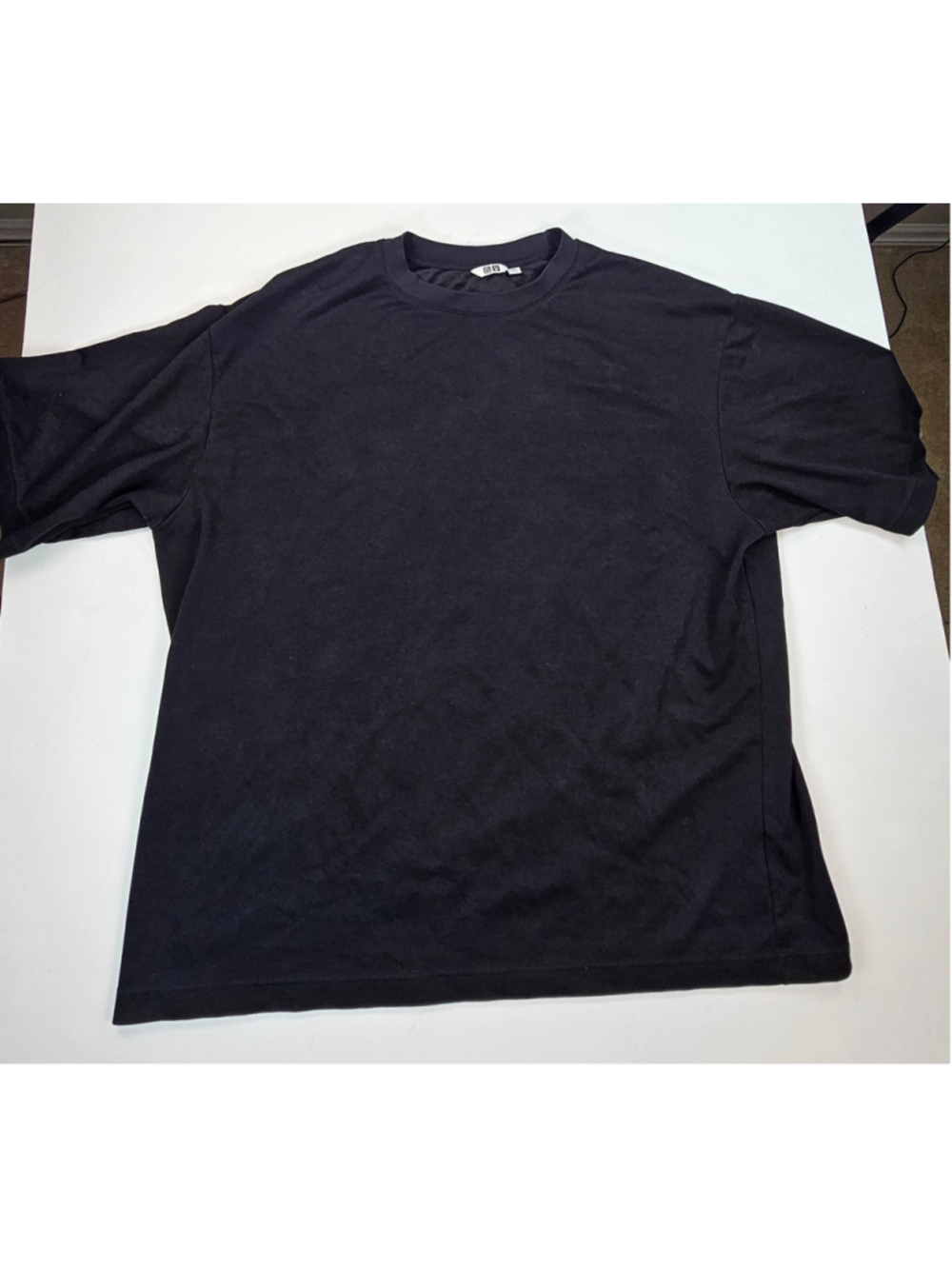 Uniqlo U AIRism Cotton Oversized T Shirt Mens XXL Black Boxy Crew Neck Tee